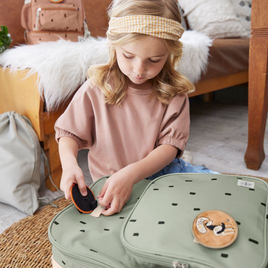 Lässig 3-piece travel set - incl. trolley + washbag + backpack - Happy Prints - Light Olive