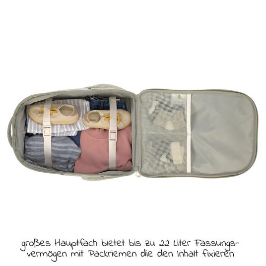 Lässig 3-piece travel set - incl. trolley + washbag + backpack - Happy Prints - Light Olive