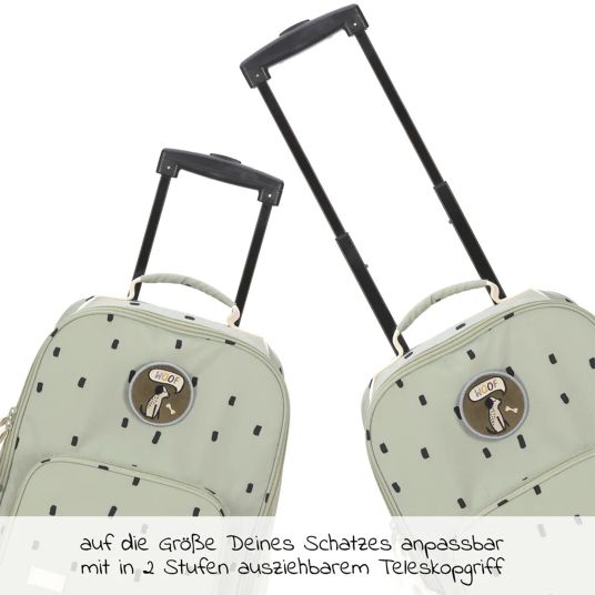 Lässig 3-piece travel set - incl. trolley + washbag + backpack - Happy Prints - Light Olive