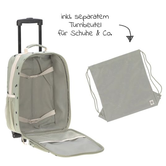 Lässig 3-piece travel set - incl. trolley + washbag + backpack - Happy Prints - Light Olive