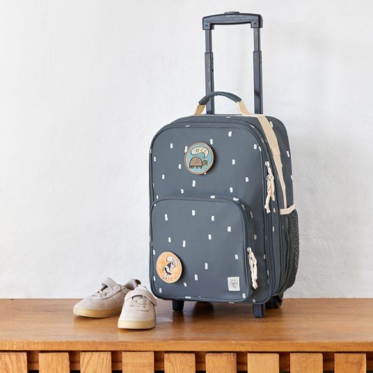 Lässig 3-piece travel set - incl. trolley + washbag + backpack - Happy Prints - Midnight Blue