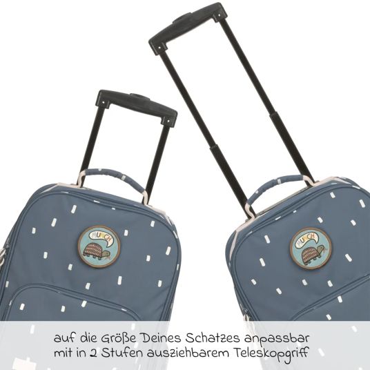 Lässig 3-piece travel set - incl. trolley + washbag + backpack - Happy Prints - Midnight Blue