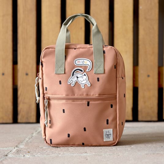 Lässig 3-tlg. Set Rucksack Mini Square Backpack + Brotdose + Trinkflasche - Happy Prints - Caramel