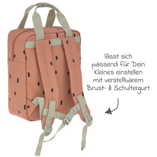 Lässig 3-tlg. Set Rucksack Mini Square Backpack + Brotdose + Trinkflasche - Happy Prints - Caramel