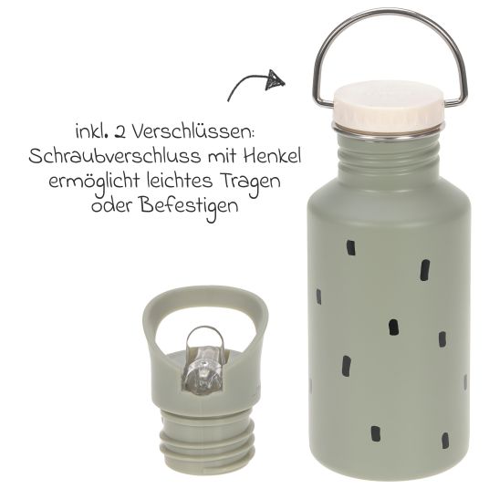 Lässig 3-tlg. Set Rucksack Mini Square Backpack + Brotdose + Trinkflasche - Happy Prints - Light Olive