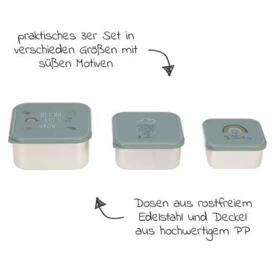 Lässig 3-tlg. Snackboxen-Set Edelstahl - Garden Explorer