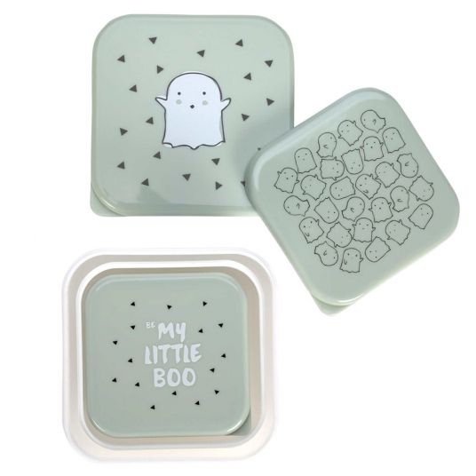 Lässig 3-piece snack box set - Little Spookies - Olive