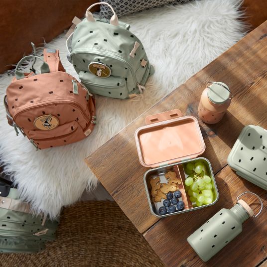 Lässig 5-tlg.Reise-Set - inkl. Trolley + Washbag + Rucksack + Lunchbox + Trinkflasche - Happy Prints - Caramel