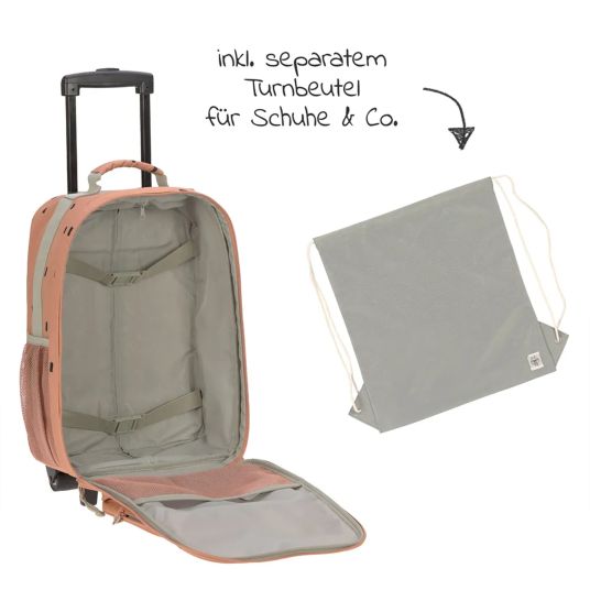 Lässig 5-tlg.Reise-Set - inkl. Trolley + Washbag + Rucksack + Lunchbox + Trinkflasche - Happy Prints - Caramel