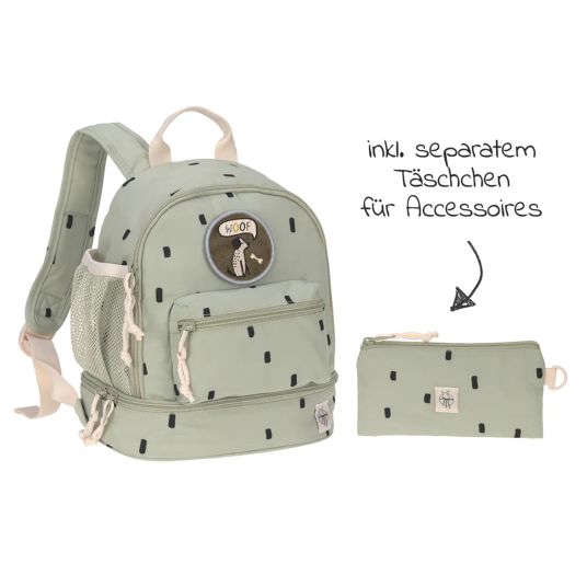 Lässig 5-tlg.Reise-Set - inkl. Trolley + Washbag + Rucksack + Lunchbox + Trinkflasche - Happy Prints - Light Olive