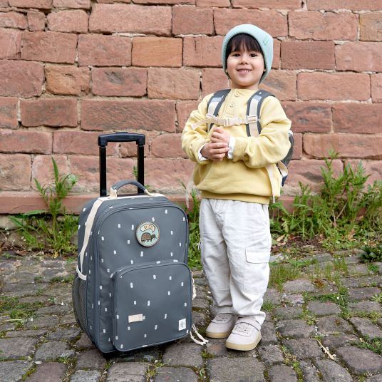 Lässig 5-piece travel set - incl. trolley + washbag + backpack + lunchbox + water bottle - Happy Prints - Midnight Blue