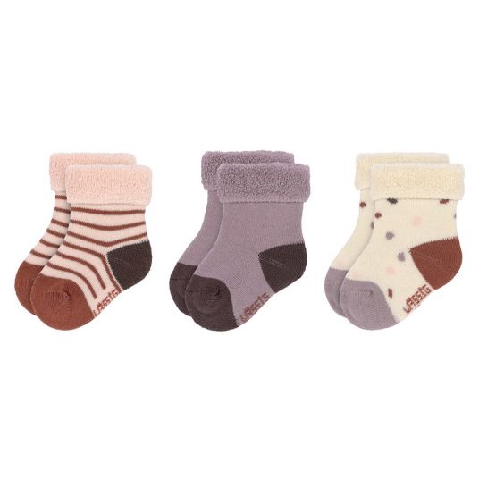 Lässig Baby socks 3-pack Newborn organic cotton - Tiny Farmer Lilac - size 12-14