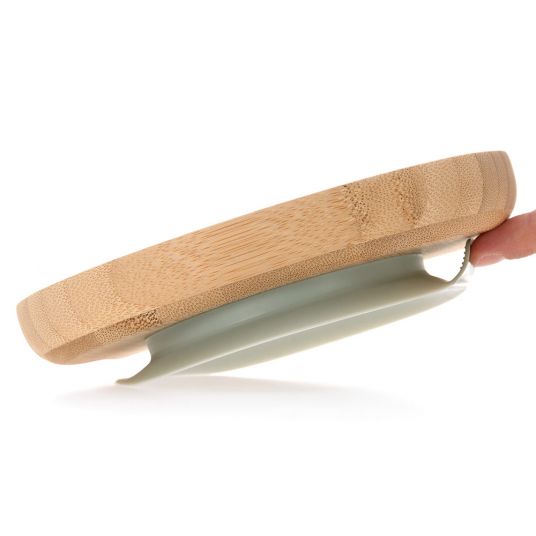 Lässig Wooden bamboo plate with suction base - Little Chums Cat