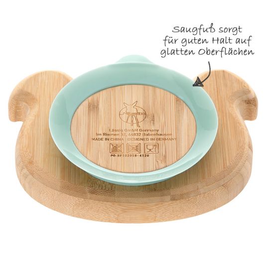 Lässig Wooden bamboo plate with suction base - Little Chums Dog