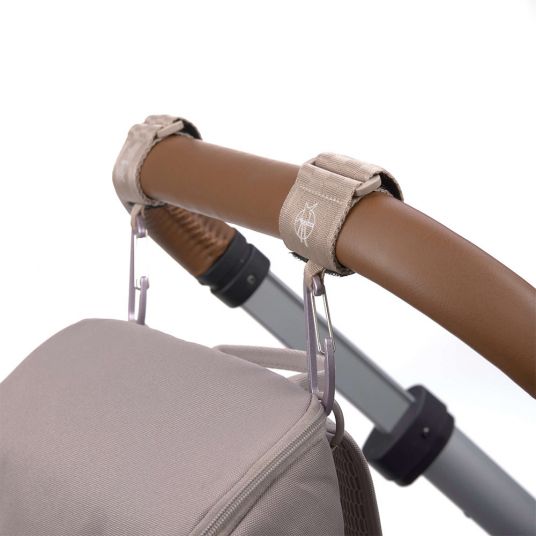 Lässig Fastening Straps 2 Pack Stroller Hooks for Diaper Bag - Beige