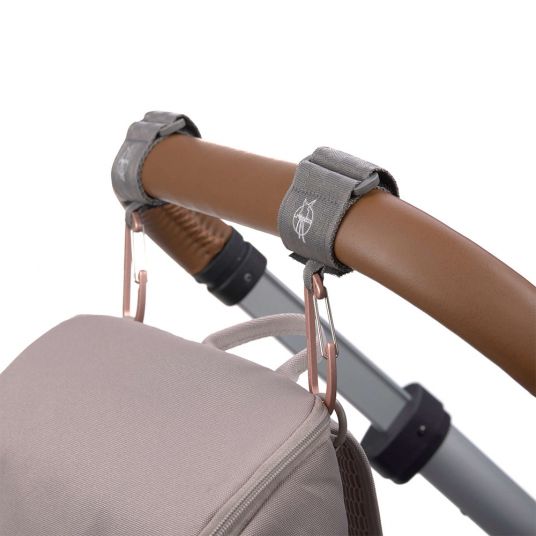 Lässig Fastening Straps 2 Pack Stroller Hooks for Diaper Bag - Grey