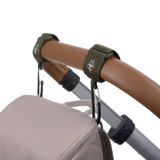 Lässig Fastening Straps 2 Pack Stroller Hooks for Diaper Bag - Olive