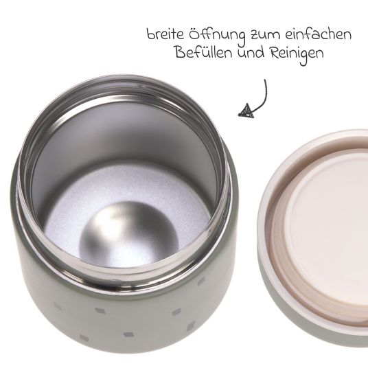 Lässig Stainless steel container Food Jar - Happy Prints - Light Olive