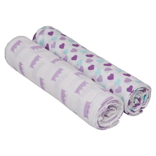 Lässig Wrap & muslin cloth 2 pack 120 x 120 cm - Kings & Queens Purple