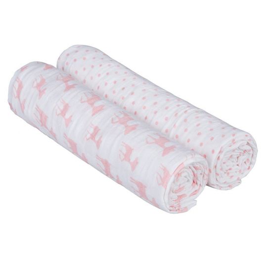 Lässig Wrap-around & gauze cloth pack of 2 120 x 120 cm - Deer Lela Rosa
