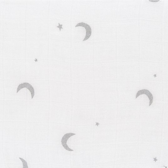 Lässig Einschlag- & Mulltuch 2er Pack Heavenly Soft - Bambus 120 x 120 cm - Stars & Moon - Silver