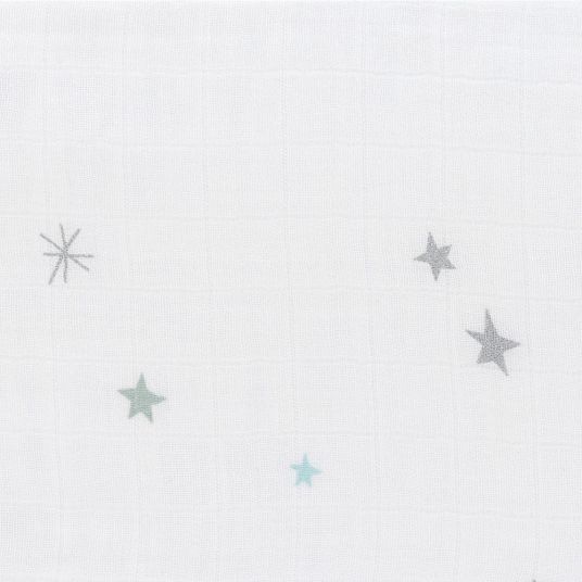 Lässig Einschlag- & Mulltuch 2er Pack Heavenly Soft - Bambus 120 x 120 cm - Stars & Moon - Silver