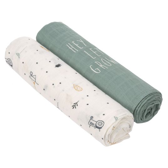Lässig Wrap & muslin cloth 2-pack Heavenly Soft Swaddle XL - Bamboo 120 x 120 cm - Garden Explorer Boys