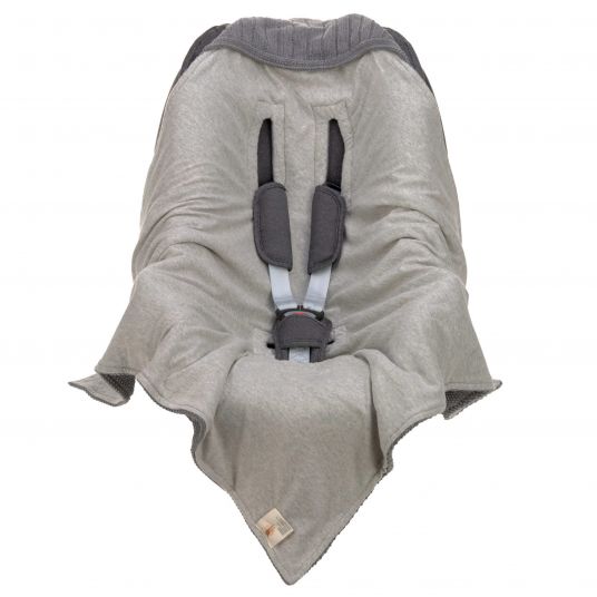 Lässig Einschlagdecke für Babyschale Knitted Blanket aus Bio-Baumwolle 78 x 78 cm - Anthracite