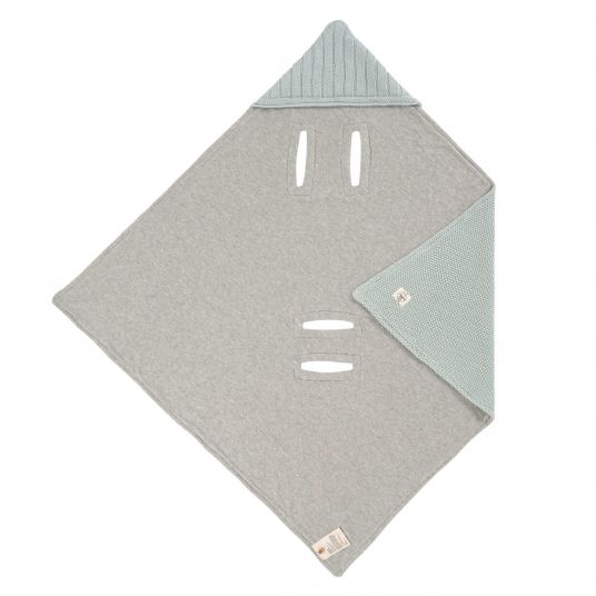 Lässig Blanket for baby car seat Knitted Blanket organic cotton 78 x 78 cm - Light Mint