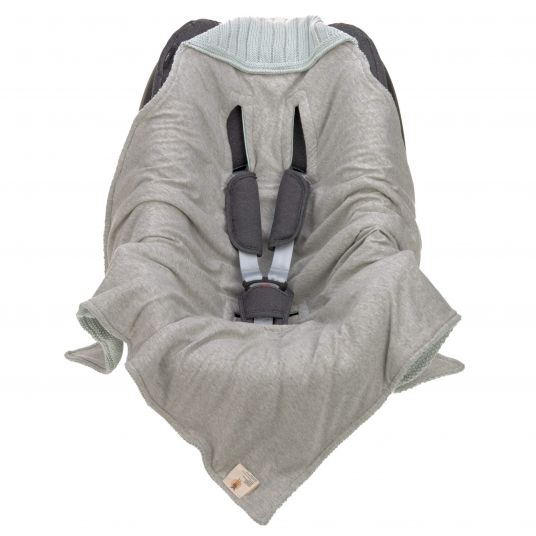 Lässig Blanket for baby car seat Knitted Blanket organic cotton 78 x 78 cm - Light Mint
