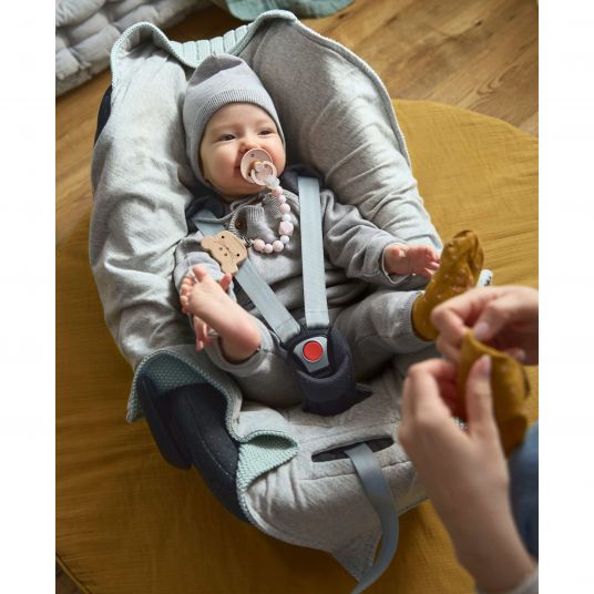 Lässig - Einschlagdecke für Babyschale Knitted Blanket aus Bio-Baumwolle 78  x 78 cm - Light Mint