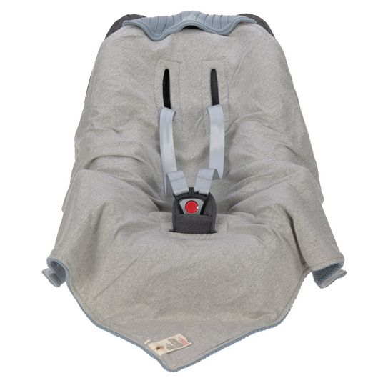 Lässig Wrap blanket for infant car seat Knitted Blanket made from organic cotton 78 x 78 cm - Light Blue
