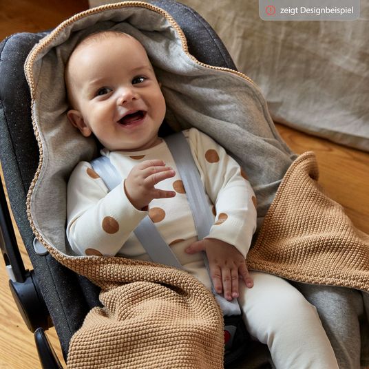 Lässig Knitted blanket for baby car seat made from organic cotton 78 x 78 cm - Sand