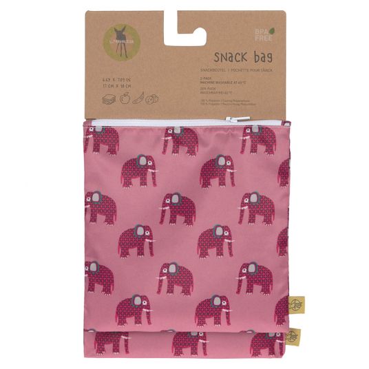 Lässig Breakfast Bag 2 Pack Snack Bag - Wildlife Elephant