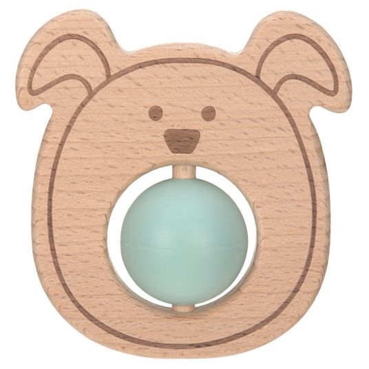 Lässig Gripping & teething ring made of wood with silicone ball - Little Chums Dog