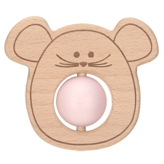 Lässig Mangiatoia in legno con pallina in silicone - Little Chums Mouse