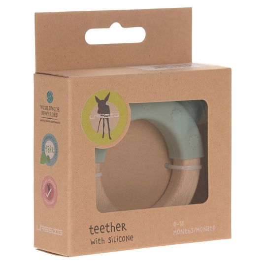 Lässig Wood and silicone grasping & teething ring - Little Chums Cat