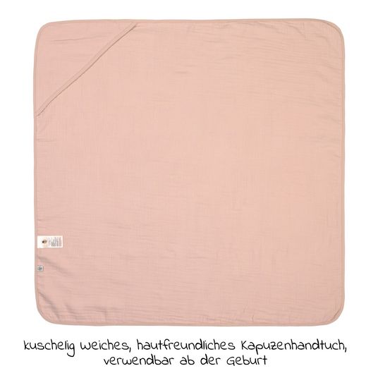 Lässig Hooded towel Muslin 90 x 90 cm - Powder Pink
