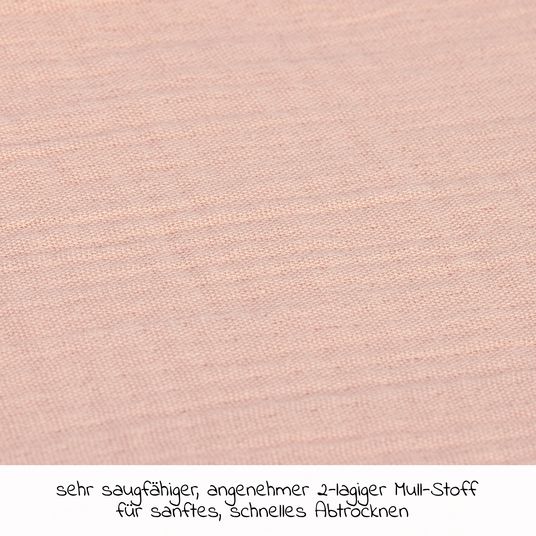 Lässig Asciugamano con cappuccio in mussola 90 x 90 cm - Rosa cipria