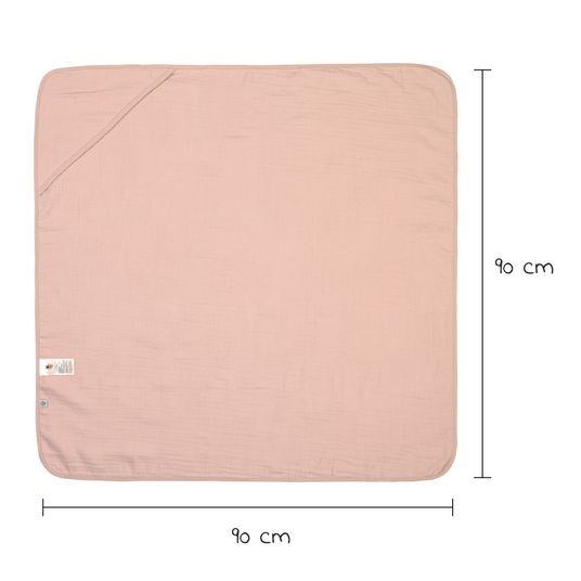 Lässig Asciugamano con cappuccio in mussola 90 x 90 cm - Rosa cipria