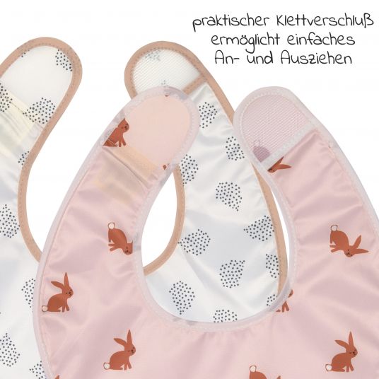 Lässig Klett-Lätzchen 2er Pack Lightweight Bib - Little Forest Rabbit - Rose