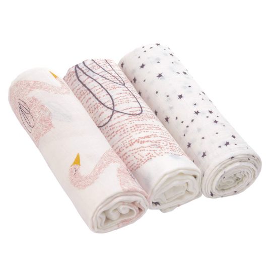 Lässig Gauze cloth 3-pack Heavenly Soft Swaddle L - Bamboo 80 x 80 cm - Little Water Swan