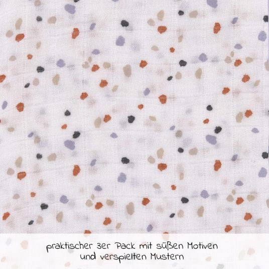 Lässig Mulltuch 3er Pack Heavenly Soft Swaddle L - Bambus 80 x 80 cm - Tiny Farmer - Speckles