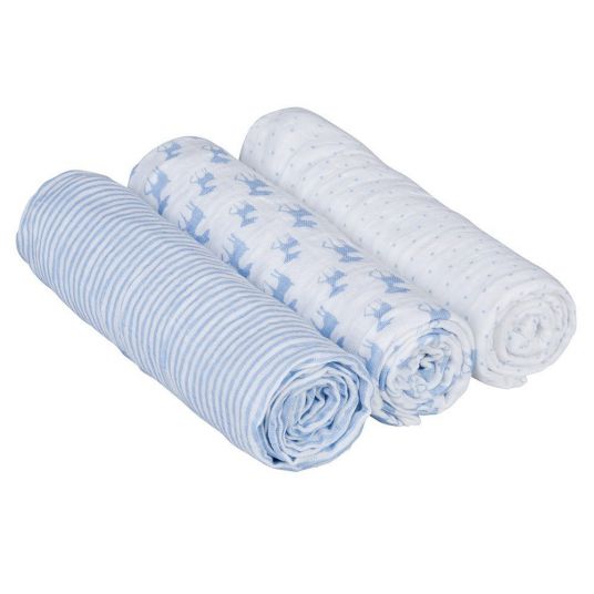Lässig Gauze cloth 3 pack Lela 85 x 85 cm - Blue