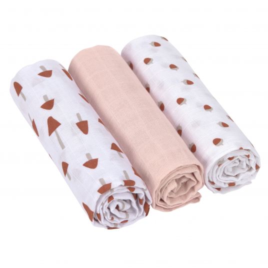 Lässig Gauze cloth 3-pack Swaddle & Burp Blanket L 85 x 85 cm - Little Forest - Rose