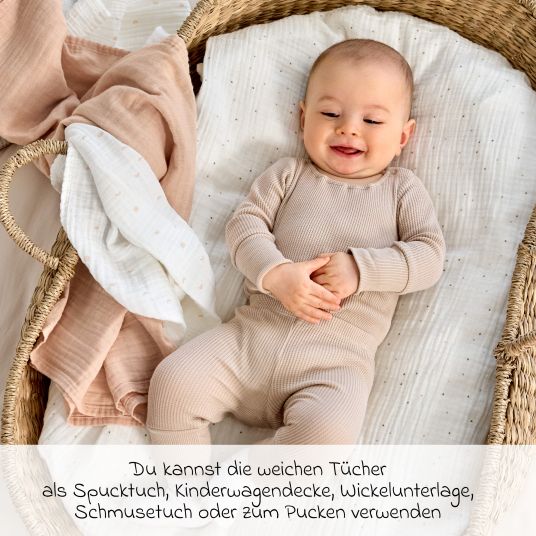 Lässig 3-pack swaddle L organic cotton 85 x 85 cm - Moon - Peach