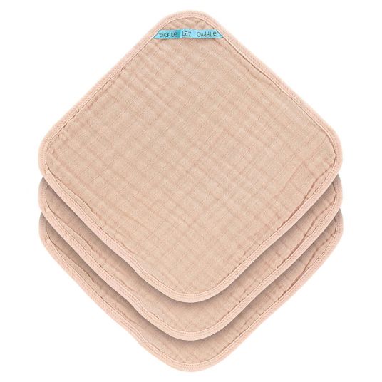 Lässig Care cloth 3 pack Muslin 30 x 30 cm - Light Pink