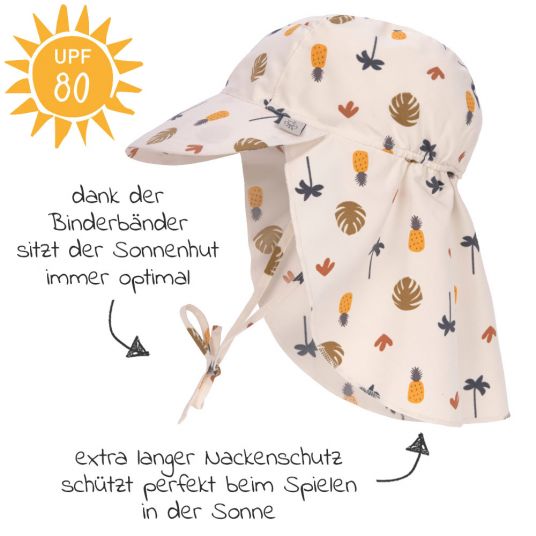 Lässig Schirmmütze mit Nackenschutz LSF Sun Protection Flap Hat - Botanical Offwhite - Gr. 43/45