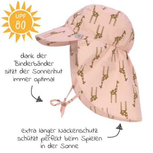 Lässig Schirmmütze mit Nackenschutz LSF Sun Protection Flap Hat - Giraffe Rose - Gr. 43/45