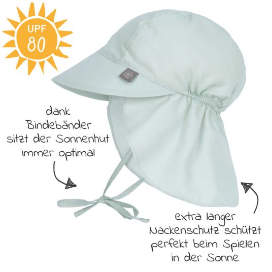 Lässig Peaked cap with neck protection SPF Sun Protection Flap Hat - Mint - size 43/45